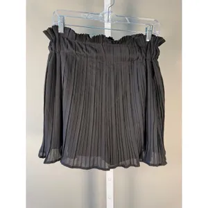 DO+BE Black Pleated Mini Skirt Paperbag Waist Boho Coastal Size‎ M thumbnail 2