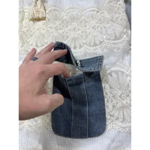 Boho Mini Dress Denim White Lace Crochet Cottagecore Western Large thumbnail 4
