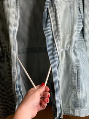GAP Light Blue Railroad Striped Zip Jacket for Women Size-Large Coastal Casual thumbnail 5
