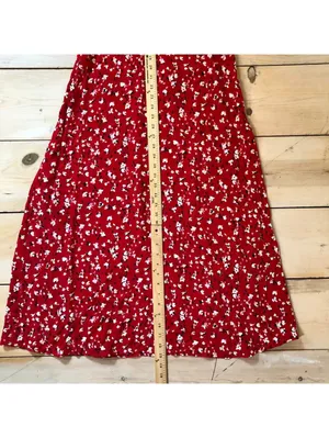 A New Day NWT Women's Short Sleeve Maxi Sundress Red Floral Size 2 thumbnail 12