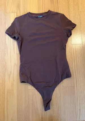 Brown short sleeve bodysuit thumbnail 1