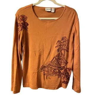 Chicos Vintage Embroidered Long Sleeve Top thumbnail 1