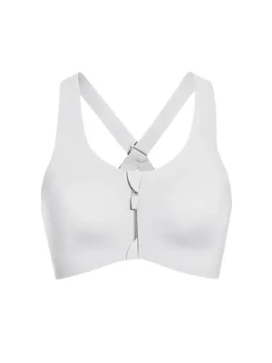 Knix Catalyst Front Zip Sports Bra White Size 5 (XL) High Impact Support Workout thumbnail 2