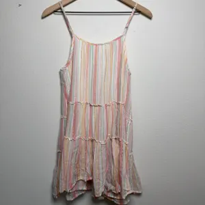 Anthropologie dRA Women Cotton Mini Dress Striped‎ Metallic Tiered Babydoll Boho thumbnail 6