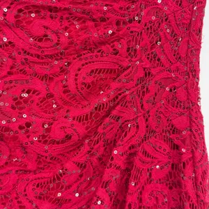 Lauren Ralph‎ Lauren Red Lace Sequin Midi Dress 8 Cocktail Party thumbnail 3