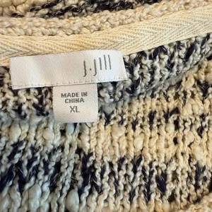 J Jill Chunky Knit Sweater Women's XL Cream‎ Navy Long Sleeve Stretch Soft Warm thumbnail 6