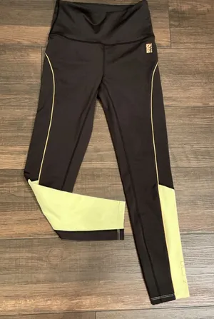 P.E Nation Activewear Leggings Black Lime Green Colorblock High Rise Small S P thumbnail 1