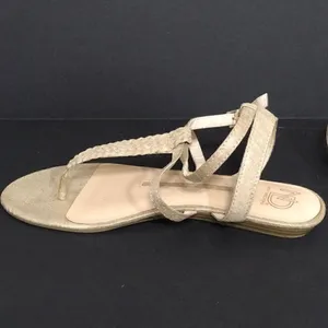 Nude and gold metallic fleck leather sandals Gold Size 8 thumbnail 2