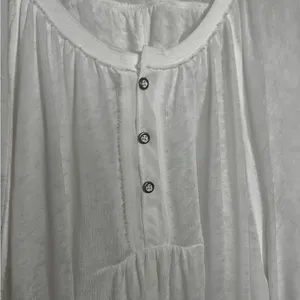 We the free Acadia white semi sheer long sleeve Henley top large thumbnail 6