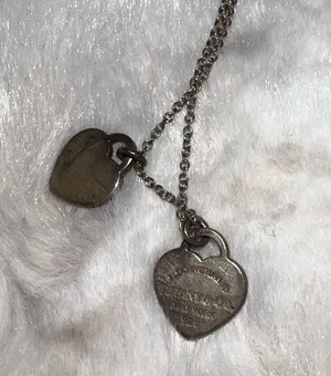 Tiffany & Co Blue Double Mini Heart Necklace thumbnail 3