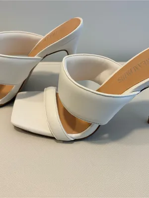 Dream Pairs White Double-Strap Square Toe Slide Heels thumbnail 2