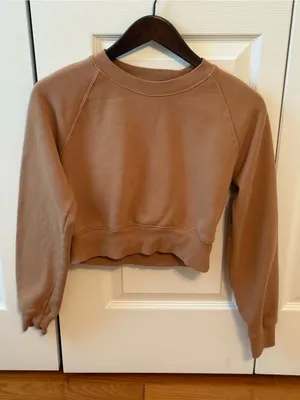 Aritzia Tna Perfect Fleece Crewneck in Tan thumbnail 2