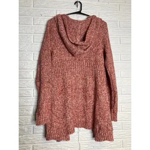 Eddie Bauer Lounge Hooded Cardigan‎ Womens Medium Pink Marled Knit Open Front thumbnail 7