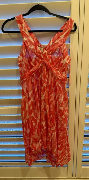 Anthropologie Sleeveless Coral & White Patterned Sundress size 10 thumbnail 1