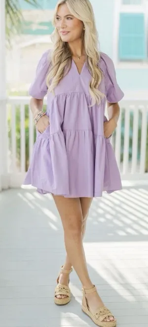 Shop The Mint It Could Be You Lavender Mini Dress With Pockets Size XL thumbnail 1