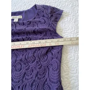 Coldwater Creek Purple Lace Knee Length Dress Size 4 Cap Sleeve​ thumbnail 12