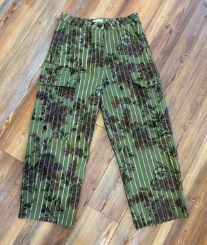 Motel High-Waisted Boho Floral Cargo Pants Stripe thumbnail 1