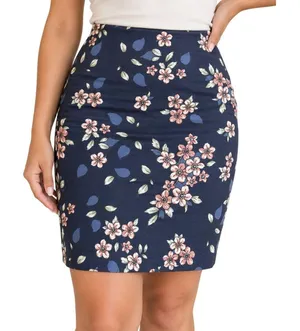 LOFT Navy Floral Pencil Skirt 10 Cherry Blossom Preppy Workwear thumbnail 1