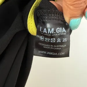 I.AM.GIA sz S Lucid Pant Black Neon Yellow Cut Out Strappy Flare‎ Rave Y2K thumbnail 8