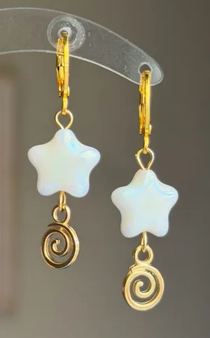 Handmade quality Czech star & swirl dangle earrings⭐️🌀 thumbnail 1