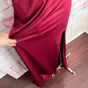 LA FEMME nwot wine burgundy colored ONE SHOULDER DRESS 28176 thumbnail 5