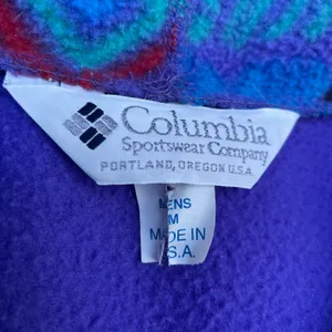 Columbia Vintage 90s Purple Sportswear Aztec Zip Up Fleece Jacket Sweater thumbnail 5