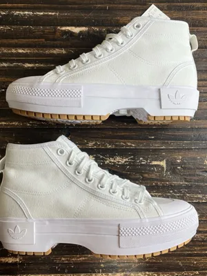 adidas White High-Top Platform Canvas Sneakers with Gum Outsole thumbnail 1