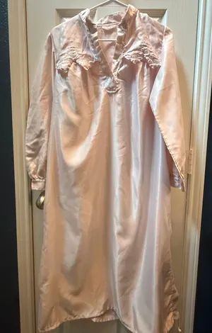 Barbizon Light Blush Long Nightgown with Lace Yoke thumbnail 1