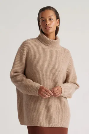 Quince Mongolian Spring Cashmere Fisherman Turtleneck Sweater thumbnail 1