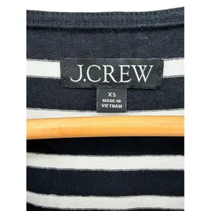 J.Crew XS Black White Striped Sleeveless Cotton A-Line Midi Dress Minimalist thumbnail 2