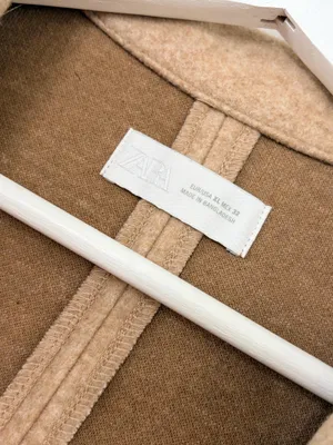 ZARA Women XL Camel Tan Long Coat Minimalist Quiet Luxury Single Button Overcoat thumbnail 4