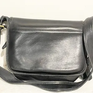 Vintage Coach‎ Black Leather Patricia Saddle Flap Crossbody Messenger Bag 9951 thumbnail 6