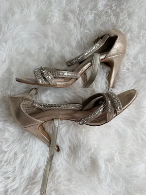 Kelly & Katie Reekie Gold Strappy Rhinestone Heeled Sandals thumbnail 6