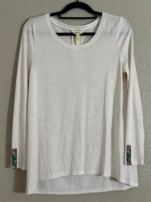 Matilda Jane White Long Sleeve Floral Trim High Low Tunic Top Size S thumbnail 7