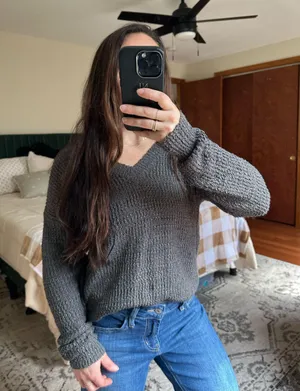 Gray V Neck Sweater Size M thumbnail 1