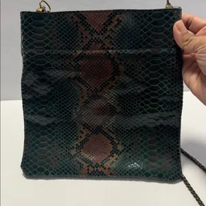 Free People Women's Faux Leather Snakeskin Print Crossbody Bag with Chain Strap. thumbnail 1