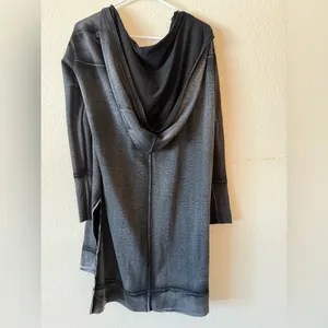 Free People Charcoal Gray V-Neck Long Sleeve Sweatshirt Dress thumbnail 6