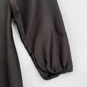 Banana Republic Satin Brown Bloussant-Sleeve Midi Dress V Neck Career Office 4 thumbnail 6