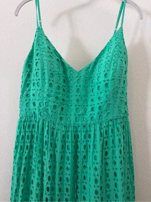 LILLY PULITZER Melody Maxi Dress In Gustavia Green Stripey Rayon Eyelet thumbnail 4