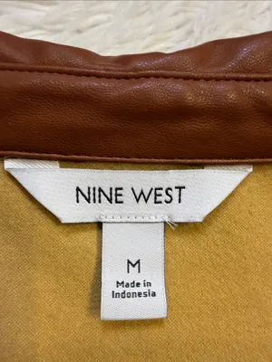 NWT Nine West faux leather wrap dress maple brown M *flaw* thumbnail 4