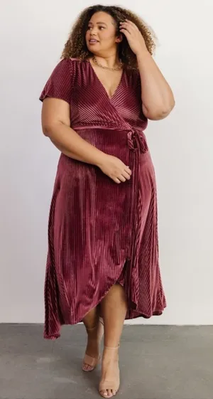 Baltic Born Andi Ribbed Midi Wrap Dress Womens XXXL Pink-Red Cocktail Party thumbnail 1