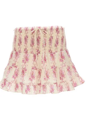 LoveShackFancy Aldana Mini Skirt in French Lilac thumbnail 2