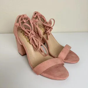 Lulu's‎ Kaira Peach Suede Lace-Up Heels Casual Formal Prom Barbie Womens Size 6 thumbnail 3