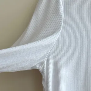 BCBGeneration Cropped Long Sleeve Ribbed Tee, White, Size Medium thumbnail 6