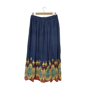Gypsie Blue Large Boho Chic Whimsigoth Midi Skirt Lined Cottagecore Prairie thumbnail 2