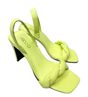 Abound Abryleigh Neon Lime Green Twisted Strap Square Toe Block Heel Sandals 5.5 thumbnail 1