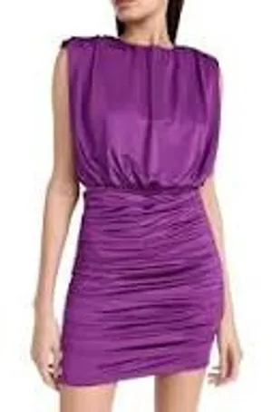 8 M Veronica Beard Bora Draped Mini Dress Ruched Bodycon stretch satin Purple thumbnail 1