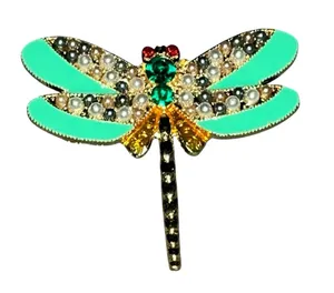Turquoise Dragonfly Brooch with Gold Accents thumbnail 1