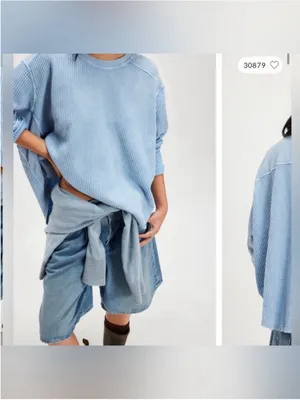 NWT Free People FP One Blake Thermal - cornflower blue - Small thumbnail 4