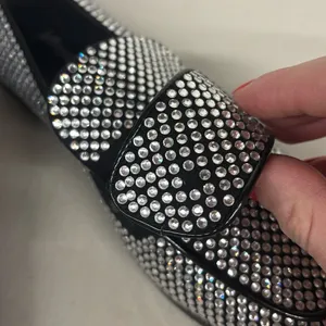 Jeffrey campbell sz 6 Black loafers silver rhinestone slip on fancy velvit dress thumbnail 4